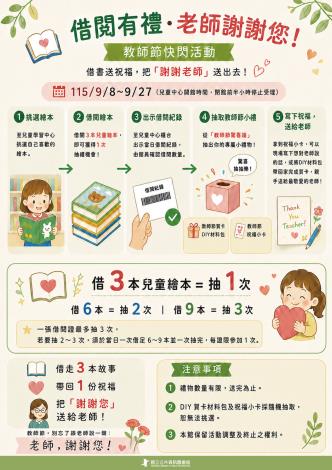 借閱有禮．老師謝謝您！